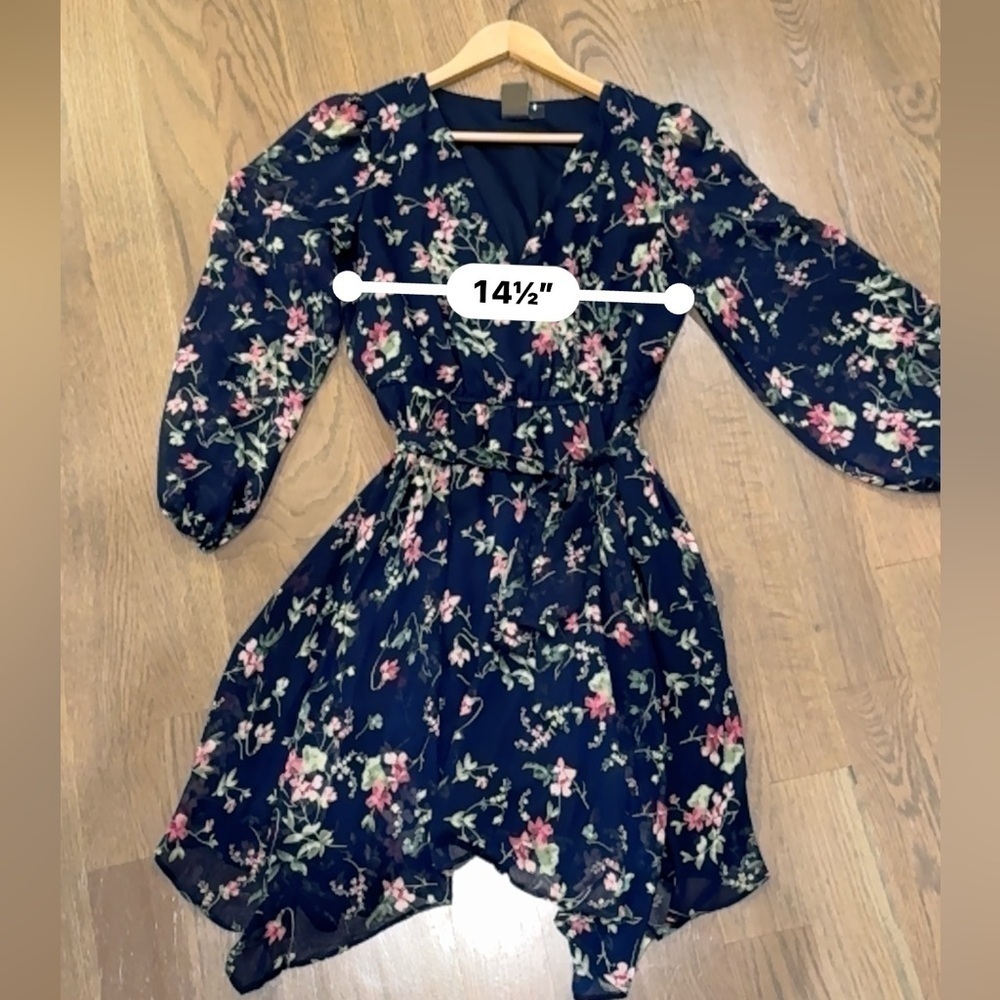 New Taylor Dress Womens midi Boho Prairie Peasant Size 10 Medium Fall Blue Work - Picture 6 of 7